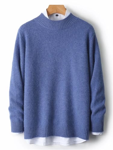 Mens Winter 100 Percent Wool Knit Sweater Casual Half High Collar Warm Pullover2