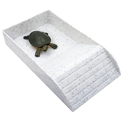 Yuecheng BREUAILY Écuelle en plastique pour tortues reptiles avec rampe et plateforme solaire, pour tortues, lézards, (B) Cover