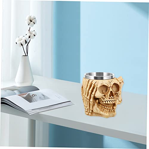 Taza de calavera Amosfun de acero inoxidable para regalo gótico 4