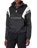 Starter Women's Throwback Half-Zip Pullover Jacket, Amazon Exclusive, Black with Iron Grey, Large