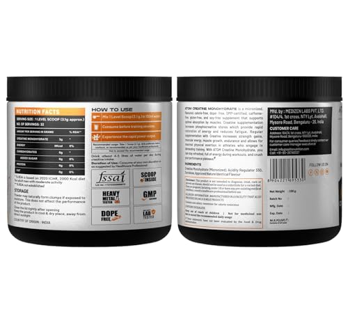 Image of Asitis Nutrition Atom Creatine Monohydrate Powder 100 grams - 32 Servings | Dope Free | Enhances Performance | Promotes Muscle Gains | Guava Chilli Flavour