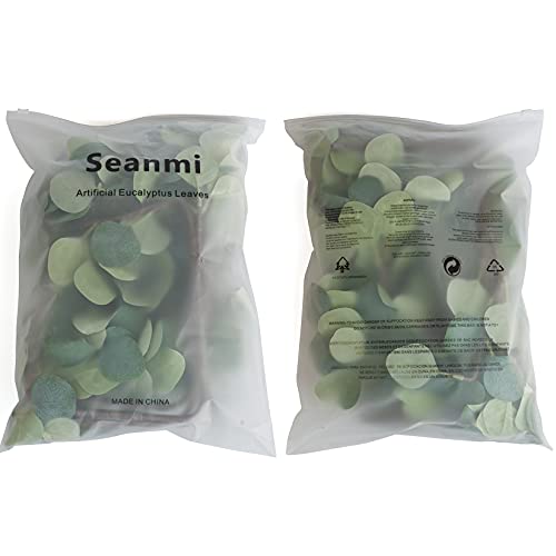 Seanmi Artificial Eucalyptus Leaves, 6 Pcs Faux Dried Silver Dollar Eucalyptus Garland Branches Stems, Fake Greenery Decor Plastic Plants for Decoration (25.6 Inches Tall, Grey Green)