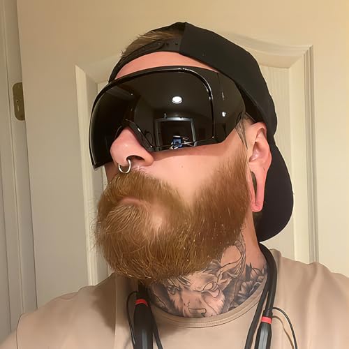 Oversized Sunglasses Womens/Men, Wrap Around Sunglasses for Curved Lens Shades, Futuristic glasses for Outdoor and Indoor Rave Glasses2