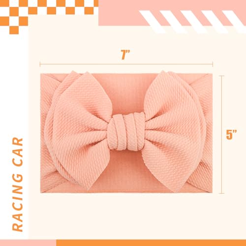 YanJie 2PCS 7’’ Orange Bows for Baby Girls Checkered Headband Double Layered Bow Infants Toddler Hair Accessories Newborn Headbands Baby Clothes4