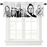 Horror Killers Window Valance for Halloween Decorations Supplies, Classic Scary Movie Characters Window Curtain for Kitchen Living Room Bedroom, Rod Pocket Window Treatment Short Curtain, 54' x 18'