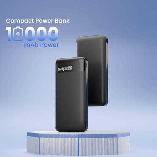 Image of 10000mAh Power Bank with Dual Output, Portable Slim Design, Lithium-Ion Polymer Battery, Smart Chip Safety and LED Indicator, for iPhone, Samsung &All Smartphones (12V, PN-951,Black)
