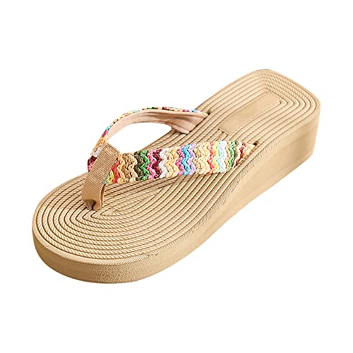 Damen Flip Flops mit 111 Frauen Flip Flop Sommer Keilabsatz Filp Flop Sandalen Strand Sandalen Mode Bequeme Einfache Flip Flop für Indoor & Outdoor Urlaub Sommer Beruf, beige, 37.5 EU Damen Flip Flops mit 111 Frauen Flip Flop Sommer Keilabsatz Filp Flop Sandalen Strand Sandalen Mode Bequeme Einfache Flip Flop für Indoor & Outdoor Urlaub Sommer Beruf, beige, 37.5 EU