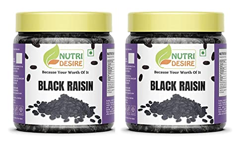 Nutri Desire Afghani Seedless Black Raisins - 250g + 250g ( Pack of 2 ) (Pack Jar)