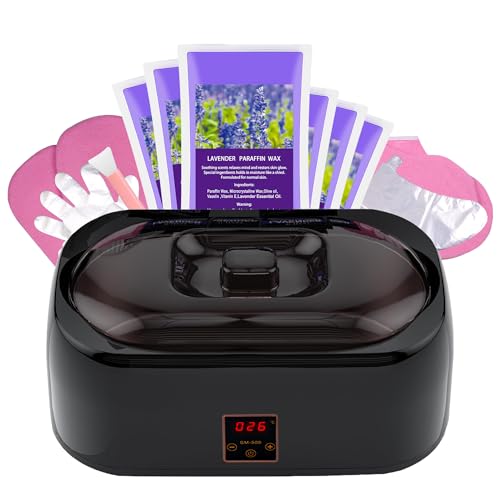 Juego de cera de parafina – 4000 ml calentador de parafina y juego a juego, disfruta de un baño de parafina y mima tus manos y pies (negro)