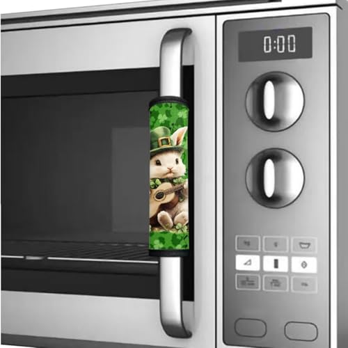 Image of Refrigerator Door Handle Covers Pack of 6 Waterproof Door Cloth Protector Kitchen Appliance Handle Cover Home Accessories, Leprechaun Hat Rabbit Bunny Guitar Shamrock St. Patrick's Day