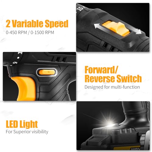 Avid Power 20V Cordless Drill Set 320 In-Lbs Torque Power Drill/Driver Kit With 2 Variable Speed, 3/8'' Keyless Chuck thumb #3