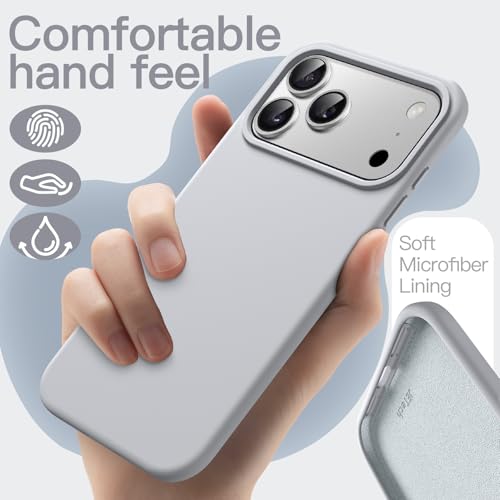 Image of JETech Liquid Silicone Case for iPhone 17 Pro Max 6.9-Inch, Silky Soft Touch Full-Body Protection, Anti-Scratch Shockproof Phone Cover with Microfiber Lining (Grey)
