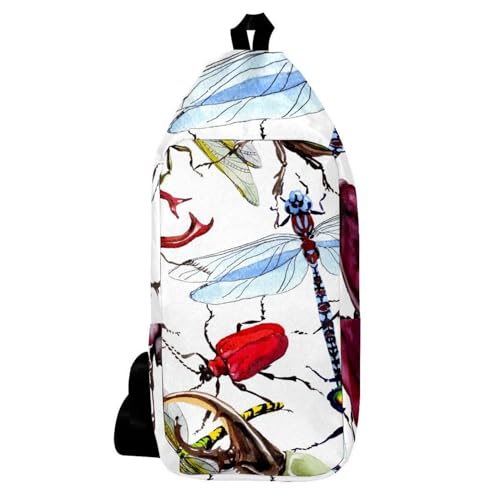 Sac à dos à bandoulière aux finitions soignées et motif artistique d'insectes