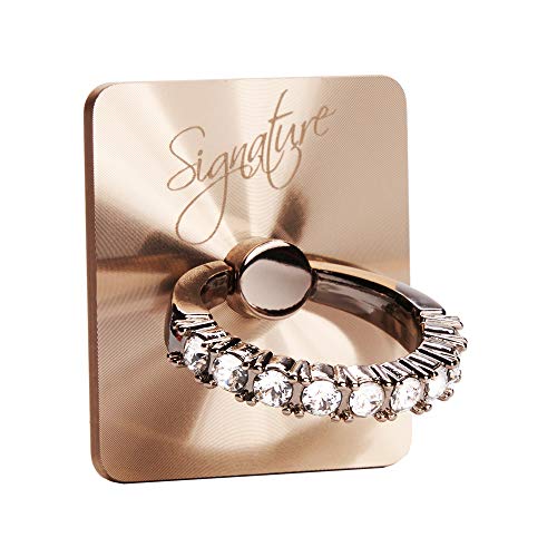 Smatixx Cell Phone Ring Holder & Grip with Luxury Swarovski Crystal Stone Universal Kickstand Compatible with All Major Smartphones  Signature (Rose Gold)