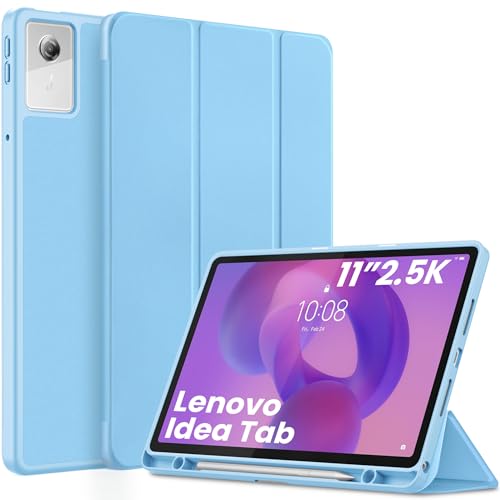 EasyAcc Funda para Lenovo Idea Tab 11 Pulgadas Tablet 2025 con Soporte para lápiz TB 336ZU TB 336FU, Ultrafina, con Función Atril, Piel Sintética, Azul Claro
