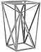 Madison Park Zee Accent Tables For Living Room, Glass Top Hollow, Small Metal Frame Geometric Angular Design Luxe Modern Stylish Nightstand Bedroom Furniture, Silver