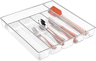 iDesign Linus Cutlery Tray for Silverware, Large Kitchen Accessories for Storage and Organising, Made of Durable Plastic, Clear