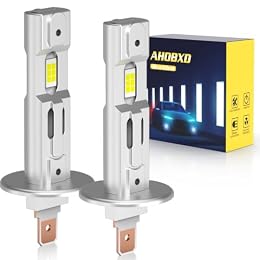 AHOBXD H1 Bulbs,Super Bright Upgraded 900% 50000LM Brightness Real 1:1 Halogen Size 80000Hours Lifespan H1/H1LL Quick Install No Adapter Flicker Free IP68 Waterproof Fog Lights Pack of 2