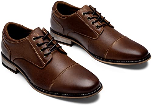 Image of Jousen Men's Dress Shoes Leather Wingtip Formal Business Oxford Shoes Brogue Retro Derby Dress Shoes for Men