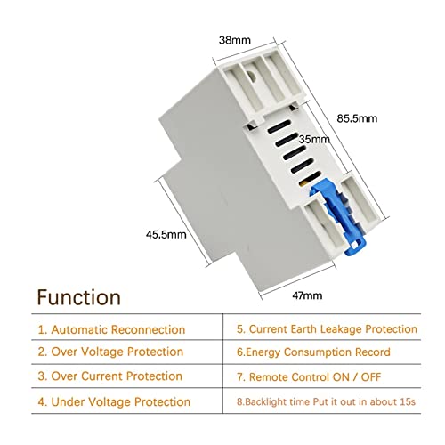 WiFi Smart Circuit 2P 63A, TUYA-app, lek- en overspanningsbeveiliging, relaisapparaat, stroomonderbreker, energiemeter, KWH