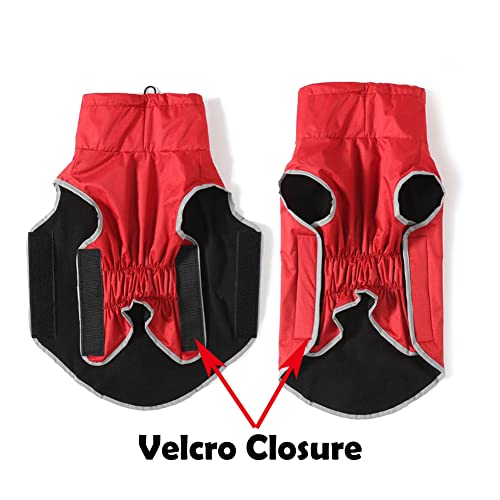 Dog Cold Weather Coats Reflective Waterproof Windproof Warm Dog Coat Turtleneck Clothes,Fleece Lining Dog Jacket Winter Coat Adjustable Cozy Dog Vest For Small Medium Large Dogs(Cfy01-Red-S) #TOP1
