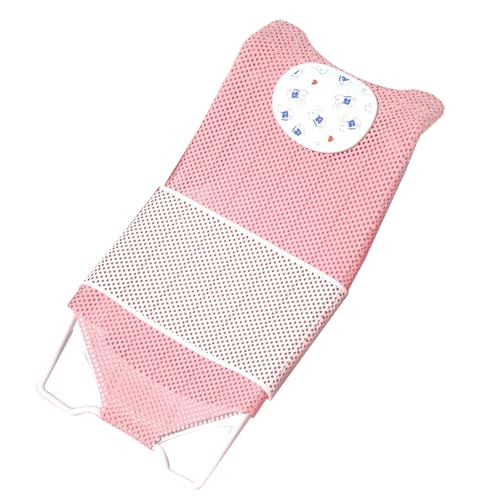 Image of Baby Bath Seat Support, Non Slip Mesh Cushion Portable Bath Tub Seat Net for Newborns to Toddlers Pink PP Material with Pillow and Slip Pad