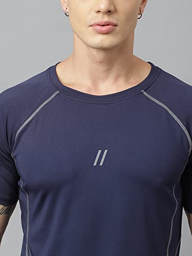 Image of ATICX Men's Slim Fit Polyester Half Sleeve T Shirt - Quick Dry Lycra Sports Compression Training Tee for Gym, Running