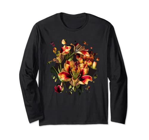 Vintage Alstroemeria Inspired Flower Plant Lover gardening Manga Larga