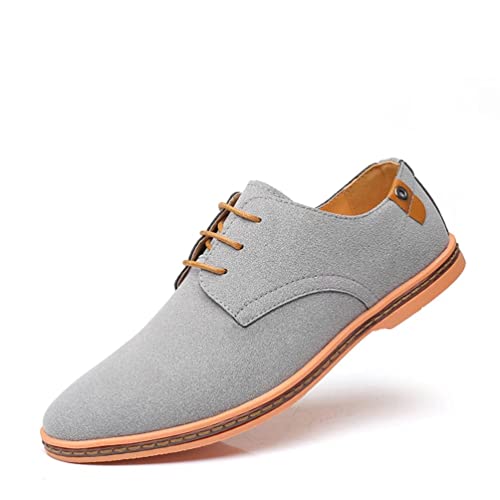 Chaussures de Ville Homme Cuir Suede Classic Business Oxford Basses Chaussures à Lacets Confortable Décontracté Tendance Derbies Gris 40