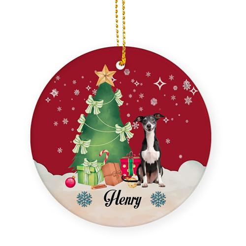 Décoration en Céramique Chiens Lévriers Noirs Céramique Ornements De Noël, avec Ficelle Déco Sapin Noël 7.3 Cm