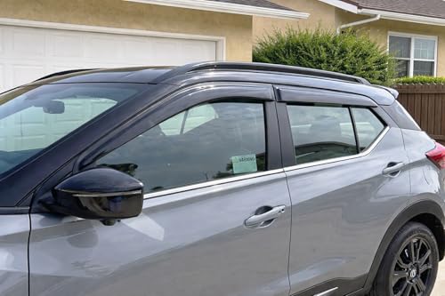 Image of 2018-2024 Tape-On Rain Guards for Nissan Kicks Side Window Visor Deflectors Extra Thick Vent Shades 2019 2020 2021 2022 2023