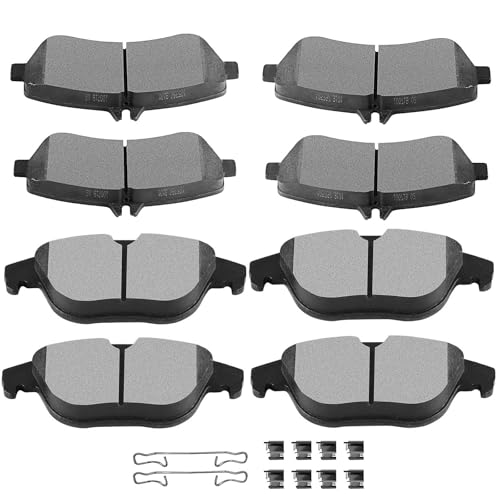 Image of SCITOO D1406 D1341 Front and Rear Semi-Metal Disc Brake Pad Set 8PCS w /Hardware Fit 2013-2015 For Mercedes-Benz For For GLK250 2.1L,2009-2015 For For GLK350 3.5L