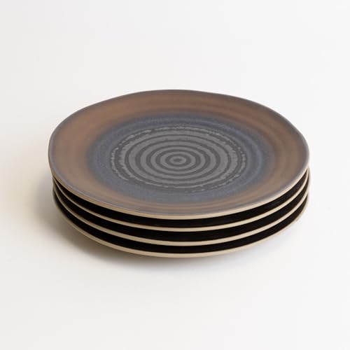 LEMIEUX ET CIE Akita 4-Piece Salad Plate Set Stoneware, Plates, Dishwasher and Microwave Safe, Dish Set for 4, Copper by LEMIEUX ET CIE - Used condition - US$53.96