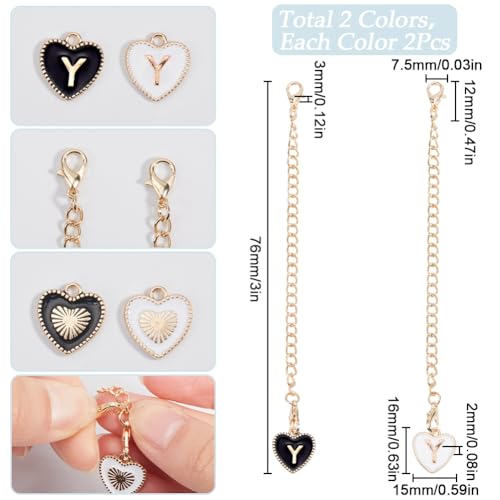 SUNNYCLUE 1 Box 4Pcs Cup Handle Charms Letter Charm Accessories Enamel Cup Charms Letter Cup Charms Set Cup Charm Chains Letters Y Water Cup Charms for Cups Keychain Tumbler Handle Decoration - Image 2