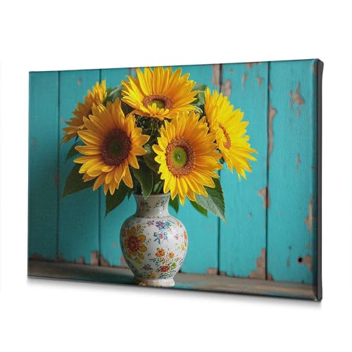 Décoration murale toile fleurs vase 30x40 cm au style bohème et chic