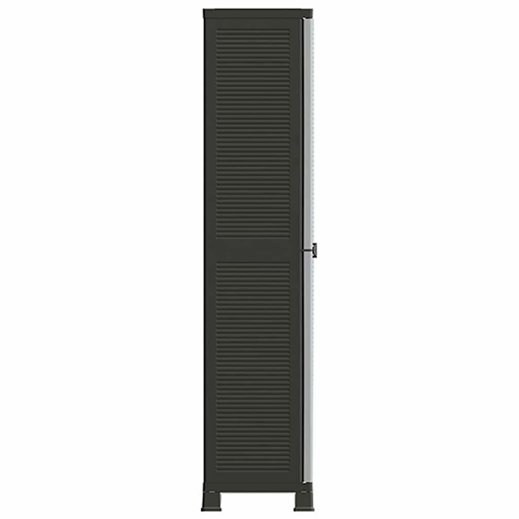 Armoire en Plastique Gris 68x39x171,5 cm avec 2 Portes 4 étagères réglables Rangement Bureau Garage Atelier pour Organiser Outils dossiers et Accessoires