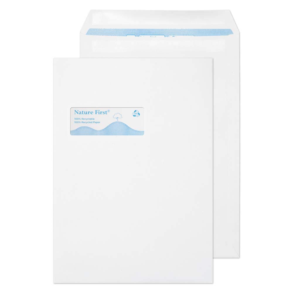 Blake Environmental - Biodegradable & Recycled Window Envelopes C4 (324 x 229mm) - Pack of 250 - Premium 100GSM - FSC Certified - Self Seal White Envelopes - Stationery & Business Supplies (RN17892)