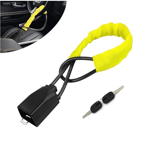Bloqueo de volante para coche, bloqueo de cable resistente, antirrobo para volante, inmovilizador universal para coche, autocaravana, coche, con 2 llaves