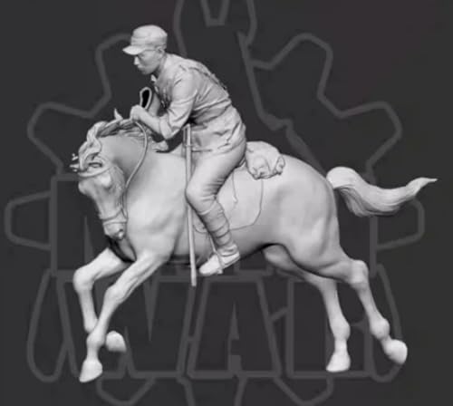 Cavalerie Chinoise Seconde Guerre Mondiale figurine résine 1/35 avec cheval pour diorama WW2