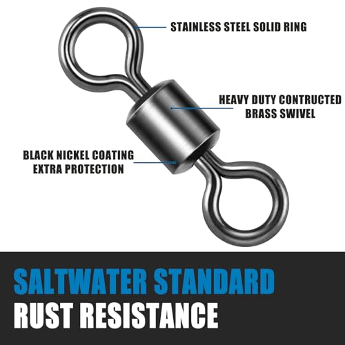 Image of Dr.Fish Saltwater Fishing Rolling Swivel Solid Ring Size 6 /0 352Lb Connector Terminal Tackle (Pack of 20)