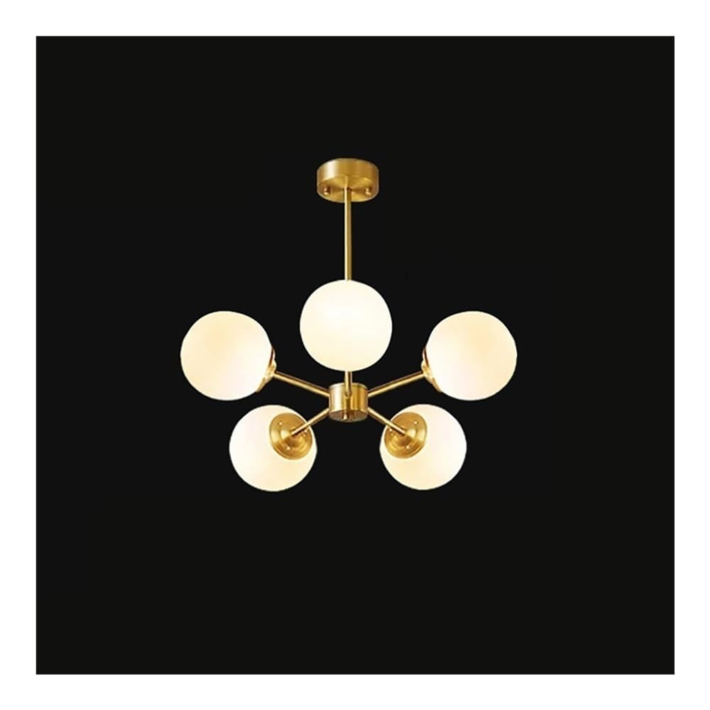 Luoyaob Frosted Mid Century Modern Chandelier Milk Glass Globe Sputnik Ceiling Light Brushed Brass Fixture For Living Room Dining Room Bedroom Kitchen Island