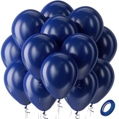 Bezente Navy Blue Latex Party Balloons 100 Pack 12 inch Round Helium Navy Balloons for Wedding Graduation Retirement Birthday Sports Bachelorette Party Backdrop Decorations