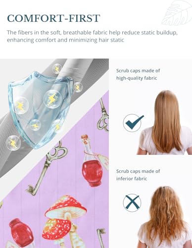 Image of Scrub Caps for Women with Buttons, Classic Surgical Caps | Double-Sided Printed, Adjustable,Long Hours, Sweatbands, Fabric Help Reduce Static Buildup