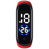 Montre de sport numérique LED unisexe en silicone pour homme et femme, Rouge, taille unique