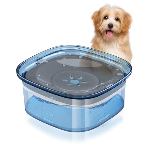 Ruspela Non Spill Dog Water Bowl, 2L Splash Proof Pet Bowl Anti Spill Water Dish for Cat Slow Anti-Choking Drinking Dispenser for Dogs Cats Pets