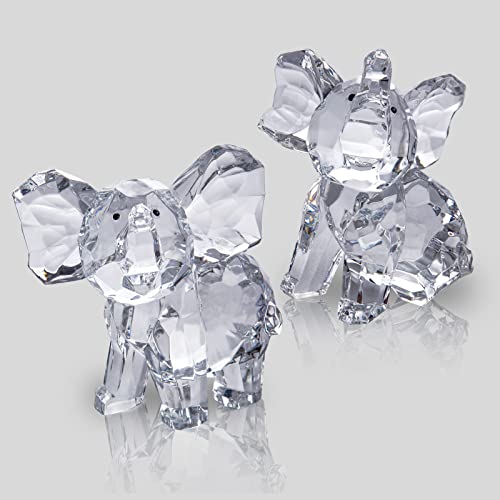 Danrecin 3.8 Inch Clear Small Elephant Figurines With Trunk Up Elephant Statue Figure Home Decoration Acrylic Animal Decor Not Crystal Not Glass (A) #TOP5