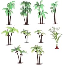 Palm Tree Cake Topper, 10 Pcs Mini Fake Palm Tree Decor Imitation Coconut Trees Artificial Tropical Rainforest Greenery Plant Decoration for Cake Toppers Micro Aquarium Garden Building Landscape