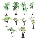 Palm Tree Cake Topper, 10 Pcs Mini Fake Palm Tree Decor Imitation Coconut Trees Artificial Tropical Rainforest Greenery Plant Decoration for Cake Toppers Micro Aquarium Garden Building Landscape