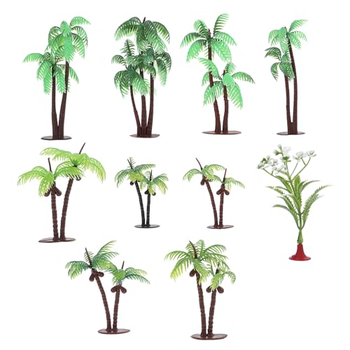 Palm Tree Cake Topper, 10 Pcs Mini Fake Palm Tree Decor Imitation Coconut Trees Artificial Tropical...