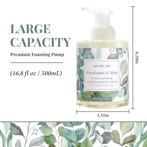 Image of ROMIIE ZOI Foaming Hand Soap, Eucalyptus & Mint, 500ml / 16.8fl.oz | With Gift Box, Gentle cleansing, nourishes skin without drying
